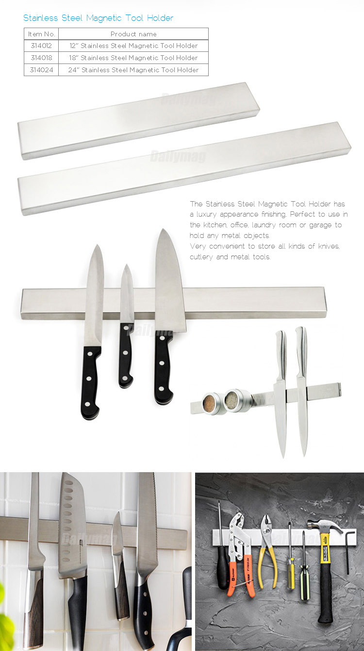 Magnetic tool holder, magnetic knife holder, magnetic knife bar
