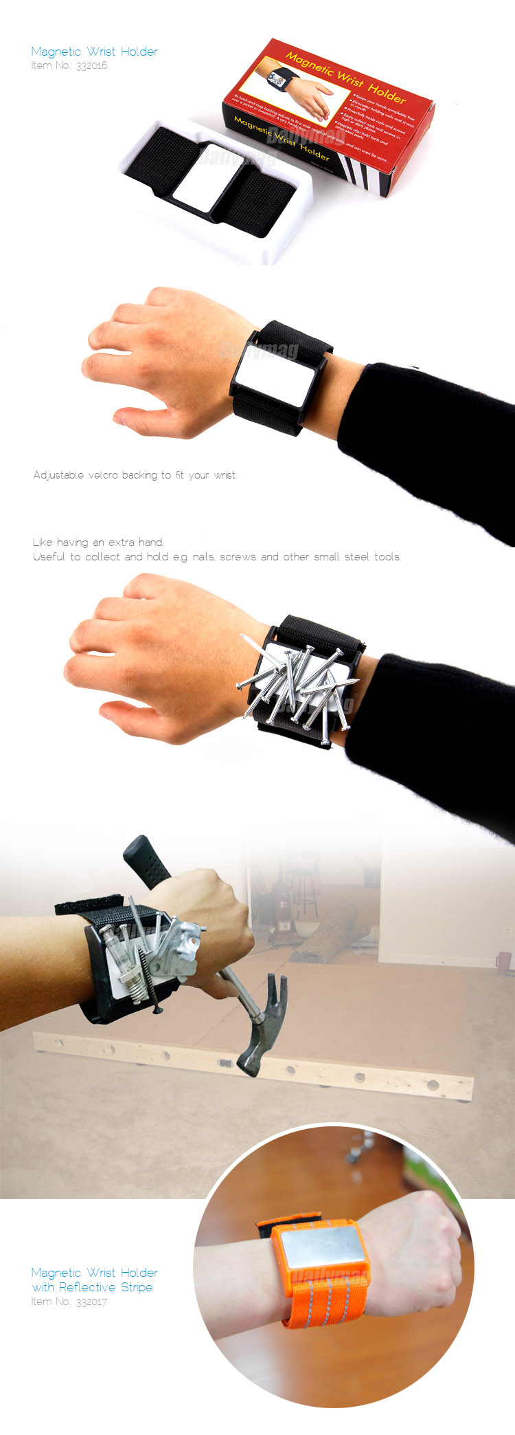 Magnetic wrist holder,wrist magnetic holder,magnetic bracelet tool
